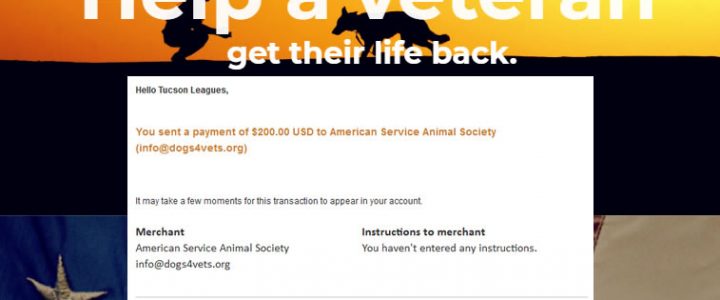 American Service Animal Society Donation Via Veterans Day Volleyball Tournament